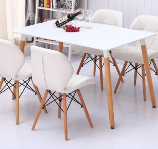 Modern Portable Dining Table With + 4 Leg Wooden Chairs