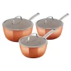 Tower 3 Piece Forged Cast Aluminium Saucepan Set, 18, 20 & 22cm with Non-Stick Saucepan set