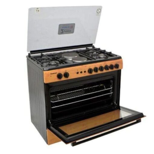 Scanfrost 90x60 4 Gas Burner + 2 Electric Hotplate Standing Cooker Wood Finish| SFC9425NGF