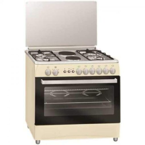 Scanfrost K-9426 NE – 90X60 CMS 4 GAS BURNERS + 2 HOT PLATES WITH ELECTRIC OVEN , GRILL AND TURNSPIT WITH CREAM FINISH | CK9426NE