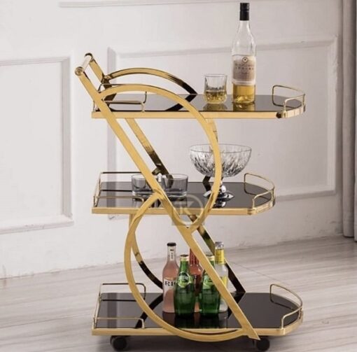 Rare Objects 3 Tier Bar Trolley for Home with Wheels and Handle Restaurant