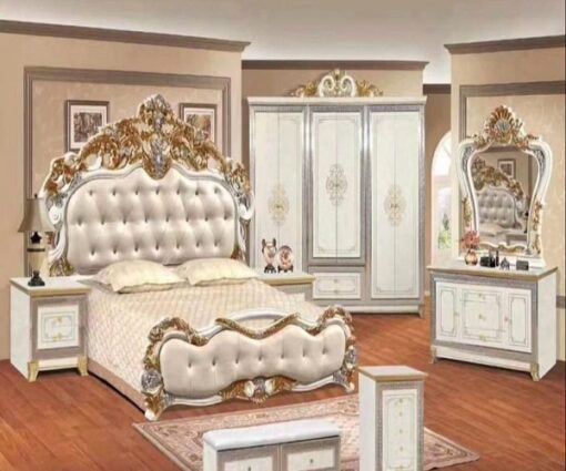 Royal Bed With Dressing Mirror Wardrobe