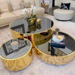 3 in 1 Glass Gold Center Table