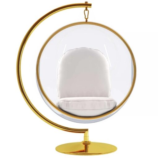 Gold Bubble Chair Acrylic Swing with Stand and Cushion - Image 3