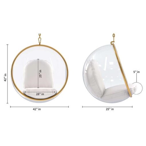 Gold Bubble Chair Acrylic Swing with Stand and Cushion - Image 2