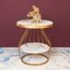 Mystical Allure Marble and Gold Side Table