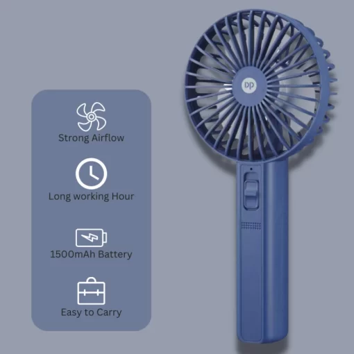 DP 7633 (RECHARGEABLE PORTABLE FAN) 1500mAh Battery Mini Fan3 Blade Table Fan