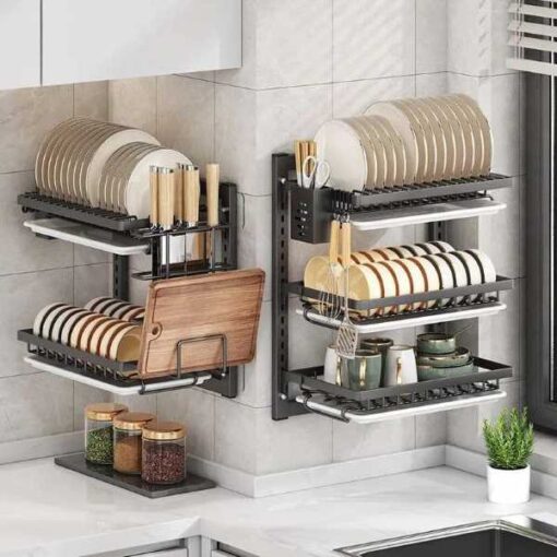 2 tier plate rack [wall mounted black]