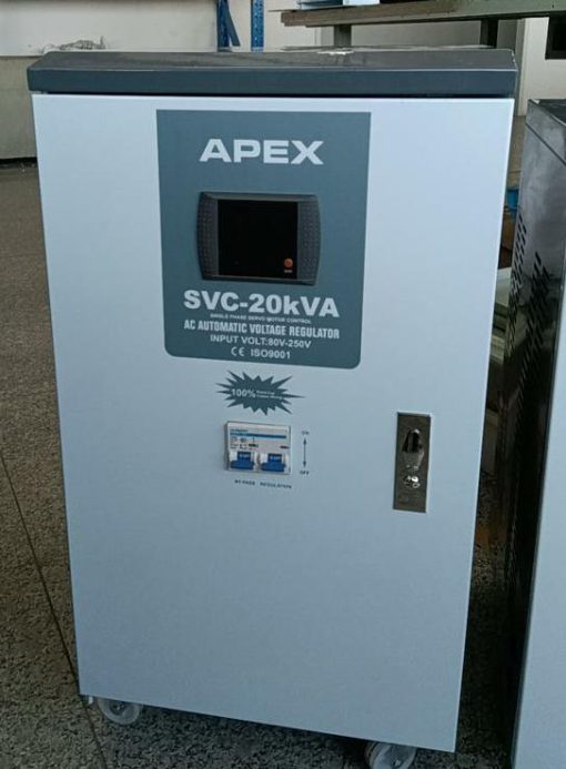 Apex 20kva Servo Single Phase Central Stabilizer 80v-250v